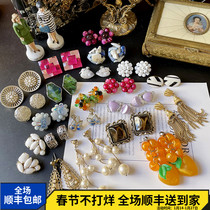 Antique vintage earrings exotic wedding banquet European and American ins Hong Kong style medieval all-match ear clip earrings D1