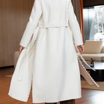 Vatican white double-sided cashmere coat women 2021 autumn and winter New Lady Hepburn wind long nail bead wool jacket
