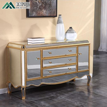 European - style neoclassical glass mirror furniture decorated partition cabinet parking cabinet solid wood feeding side cabinet