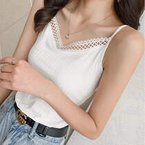 镂空V领莫代尔螺纹棉吊带背心女外穿韩版内搭无袖上衣弹力打底衫