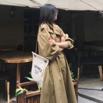 Tooling skirt windbreaker womens over-the-knee coat 2020 new mid-length autumn jacket khaki temperament popular