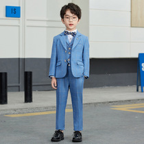 New boy suit suit flower boy handsome Korean version of blue grid childrens suit piano host photography performance dress