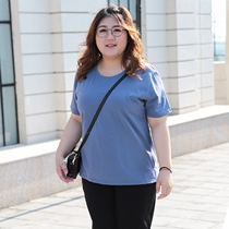 200 Jin plus fat plus size bamboo cotton T-shirt female fat mm summer short sleeve shirt loose coat fat man belly