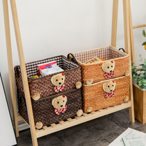 Pastoral weaving storage basket desktop snacks clothing rack toys dirty clothes frame fabric environmental protection wardrobe storage