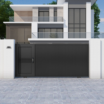Aluminum Alloy Electric Translational Gate Villa Courtyard Double Open Door Stainless Steel Cell Garage Door Rural Outdoor Iron Art Door