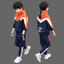 Boys  autumn suit 2021 new childrens clothing spring and autumn models Middle and large boy boys handsome foreign style sports two-piece set