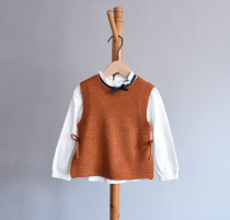 50-fold clearance ~ 100-110 yards ~ autumn and winter childrens caramel color retro knitted vest vest