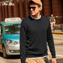 Mr Bu pure cotton round neck long sleeves knit mens 2021 autumn winter new pure colour internal hitch blouse KT01327
