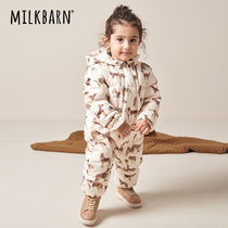 Milkbarn autumn and winter New baby conjoined down jacket male and female children out climbing clothes Ha clothes baby cotton jacket coat