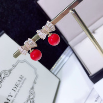 Red Pearl Earrings Female Korean Korean Fashion Earrings Jewelry Jewelry Spring Festival New Gift