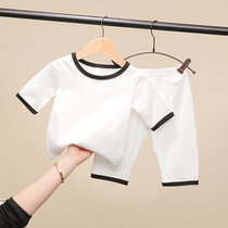 Childrens cotton pajamas set Boys mid-sleeve summer air-conditioning clothing thin autumn clothes baby pants baby home clothes