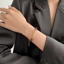 Temperament Collision Color Retro Bracelet Girls Ins Small Crowddesign Titanium Steel Korean Wind Gold Advanced Sensation hand decorated with lukewarm wind