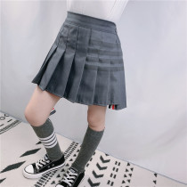 Spring and summer thin high waist Joker Academy style suit material TB pleated skirt A- line dress skirt skirt short skirt girl girl