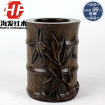 Mahogany Ebony Enwood pen holder wooden carving antique contentment often happy to know pen holder creative office gift ornaments