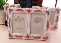 6-inch double-frame combined photo frame UEFA style field Yard Retro Pink Rose Han Style WEDDING YARN CAMERA RACK GIFT