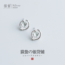 Cat sting S925 sterling silver universe Saturn earrings women Korean students advanced sense niche design earrings hypoallergenic