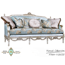 Eurostyle log sofa villas style vintage retro three living room sofa birch wood luxurious fabric vintage furniture custom-made