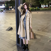 Windbreaker womens mid-length temperament autumn casual jacket 2020 new Korean version wild goddess fan khaki coat