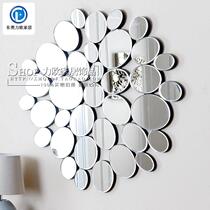 Dining edge mirror Wall-mounted decorative mirror Plain art entrance mirror Simple living room background wall round mosaic wall decoration customization