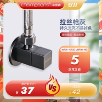 CNSIMPSONS gun gray angle valve hot and cold water valve switch one in two out three-way all-copper triangle valve 4 points