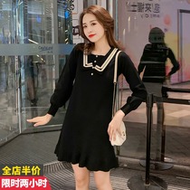 2021 new autumn and winter clothing temperament maternity dress knitted laced sweater for long winter dress and dress foreign air fashion