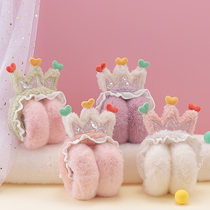 Childrens warm earmuffs winter antifreeze cute ins Crown foldable thickened velvet ear protection earmuffs cover girls