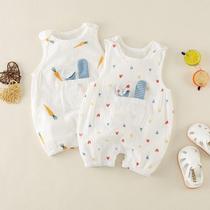 Infant summer money 3-6-12 months 9 female baby vest ha clothes climbing clothes summer clothes 0-1 year old newborn jumpsuit