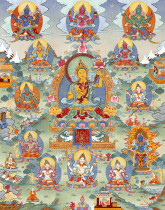 Yongzhong Original teaching Thangka Great Mother Buddha and family members High-definition printing Brocade satin mounted teaching Thangka