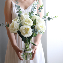 Emulation upscale white rose floral bouquet floral floral floral bouquet of small clear new floor living room dining room decorations