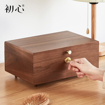 First heart solid wood with lock jewelry box high-grade jewelry box necklace jewelry large capacity storage box exquisite anti-oxidation