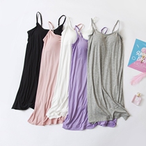 Female Modale with chest cushion hanging bra integrated home Leisure vest skirt Bottom Lining Dress Thin style dress