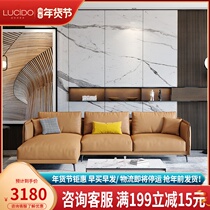 Italian Minimalist first layer cowhide leather sofa small apartment Nordic modern simple living room straight row four-person sofa