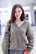 Paris Iraqi maje Song Jia same v-neck twist Korean loose pullover lazy wind knitwear women