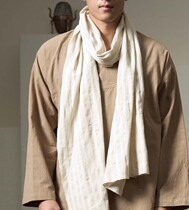 Ciyuan Yiwei Original Chinese wind pure hemp wash dark stripe original hemp color pure color Ruya scarf new style