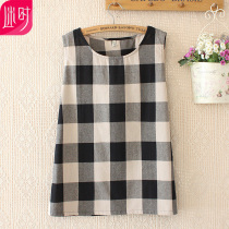 Fat plus size womens fat sister summer clothes cover belly cotton and linen vest womens base fat mm sleeveless T-shirt suspenders