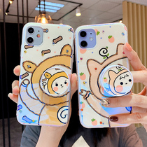 Apple 11 mobile phone shell iPhoneX cute cartoon xr blue light dotted diamond 8plus shell Apple se personality creative 11Pro max tide brand bracket 7plus all-inclusive anti-fall