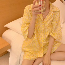 VIRRI CIAGA ~ beautiful greasy whole summer flower cotton pajamas female summer thin sweet short sleeve can be worn outside suit