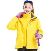 Outdoor autumn and winter Tide brand charge womens three-in-one detachable two-piece set plus velvet padded male mountaineering suit Tibet