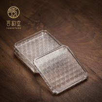  Yanhetang glass teacup mat Transparent teacup holder Japanese insulation mat Kung Fu tea set Small saucer Tea ceremony accessories