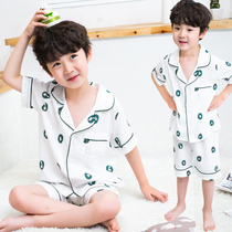 Childrens pajamas summer thin boys home clothes baby Summer clothes 2021 new foreign style short sleeve air conditioning clothing