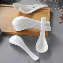 Japanese pure white ceramic spoon spoon spoon hotel grinding small tail