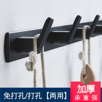 Nordic adhesive hook wall-mounted bedroom door rear row hook black creative fitting room hanging clothes bathroom clothes hook free of punching