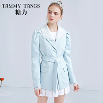 (Mall same section) Sugar spring fall new reduced age small freshener removable Peter Pan collar suit jacket woman
