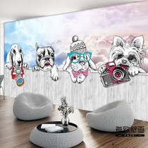 Pet beauty shop bar background wallpaper in-store logo shop decoration wall decoration wall painting little dog wallpaper