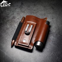 EDC waist clip leather case Multi-function storage leather tools storage bag Portable universal knife bag Flashlight back clip