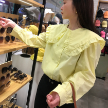 Small shirt womens long sleeve 2021 New loose ruffle design sense niche yellow top ins tide