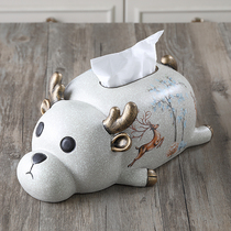 ins wind creativity cute deer paper drawing box Nordic living room minimalist cute cartoon desktop decoration multifunction paper towel box