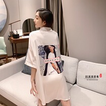 Japan GP new ice silk nightgown women Spring and Autumn short sleeve thin summer home clothes pregnant women silk pajamas women