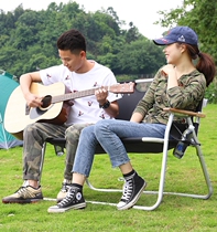 Double couple lazy picnic camping Leisure outdoor portable folding barbecue beach backrest chair stool