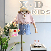 Do not return do not change brand childrens clothing 2019 spring clothes new girls Japanese flavor fresh small grid wide version